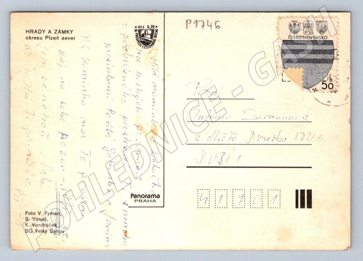 Pohlednice okres Plzeň sever hrady a zámky ČSSR PP (P1746)