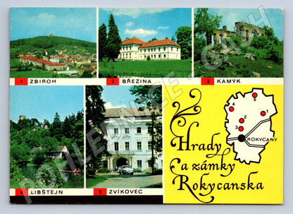 Pohlednice Rokycansko hrady a zámky ČSR koláž PP (P1747)