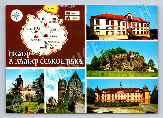 Pohlednice Českolipsko hrady a zámky koláž (P1750)
