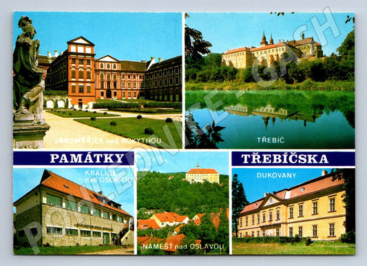 Pohlednice Třebíčsko památky hrady a zámky více záběrů koláž (P1751)