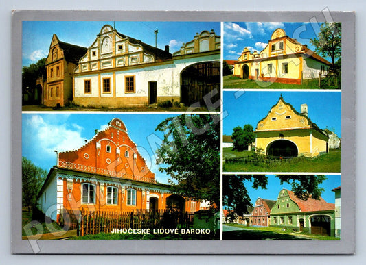 Pohlednice Jihočeské lidové baroko selská stavení Holašovice (P1752)