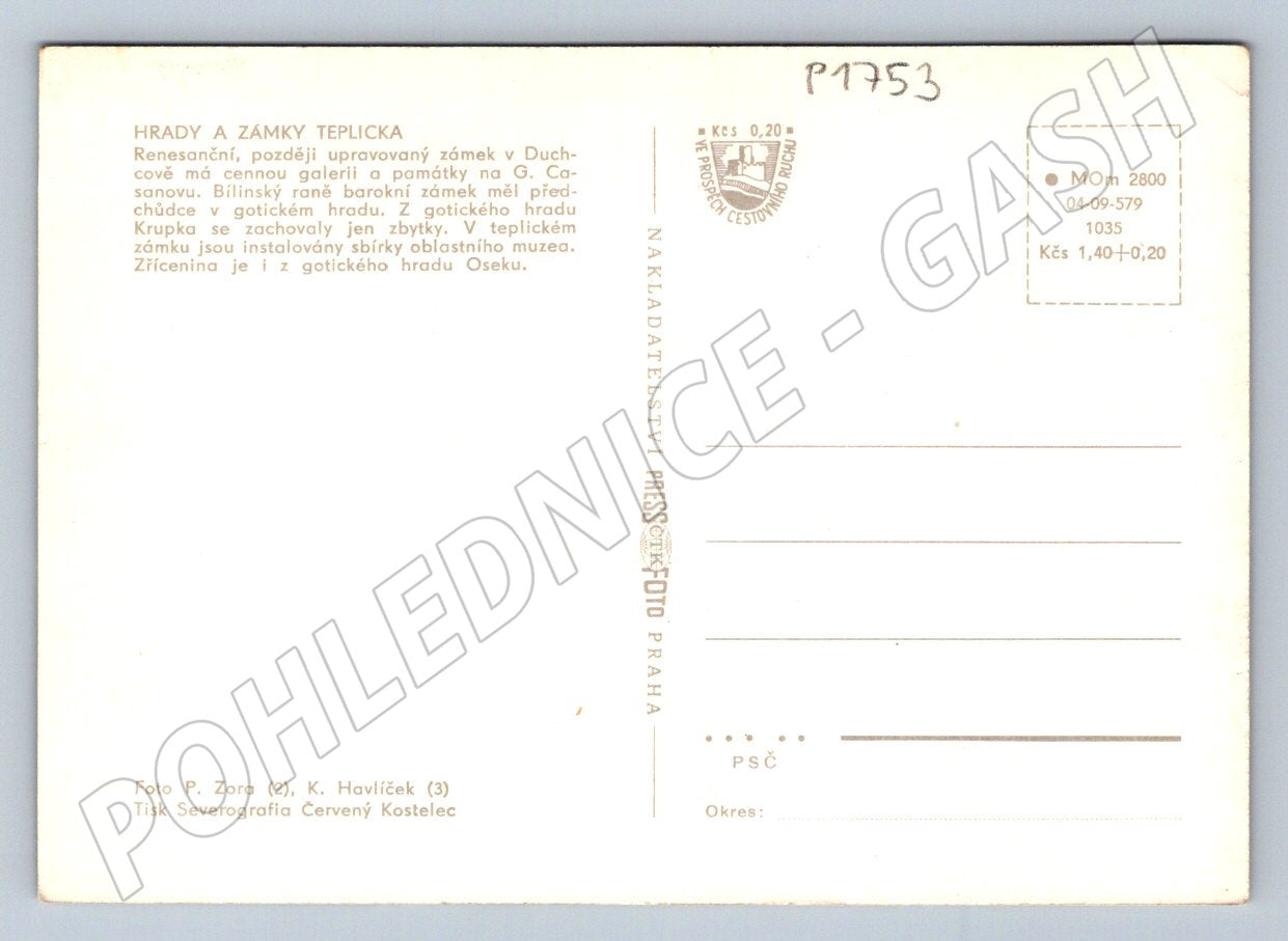 Pohlednice Teplicko hrady a zámky (P1753)