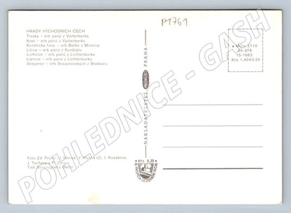 Pohlednice Východní Čechy hrady koláž erby (P1761)