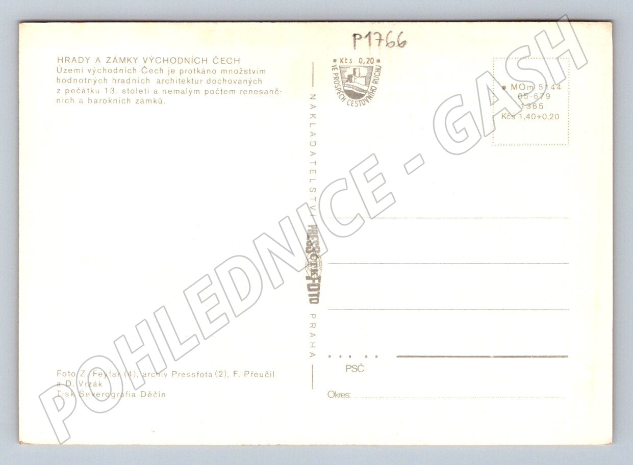 Pohlednice Východní Čechy hrady a zámky koláž čistá (P1766)