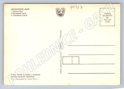 Pohlednice  koláž Karlovy Vary Mariánské Františkovy Lázně (P1787)