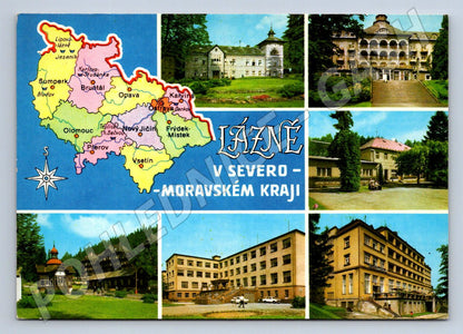 Pohlednice Severomoravský kraj lázně mapa (P1791)