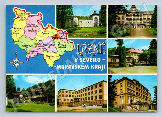 Pohlednice Severomoravský kraj lázně mapa (P1791)