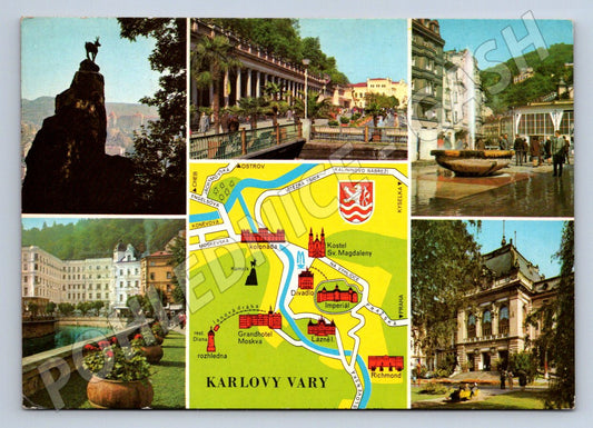 Pohlednice Karlovy Vary více záběrů mapa raz ČSSR (P1793)
