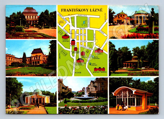 Pohlednice Františkovy Lázně mapa zn (P1794)