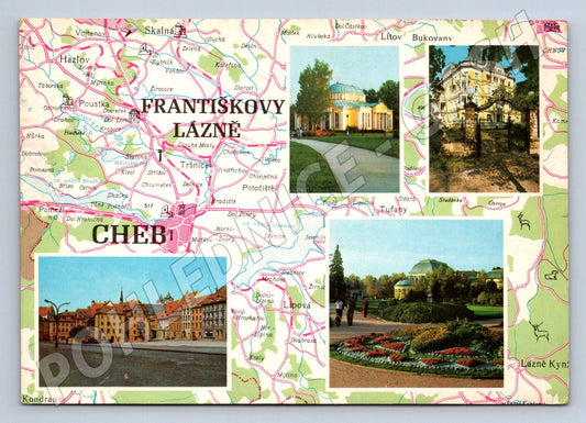 Pohlednice Františkovy Lázně Cheb mapa zn Lenin (P1795)