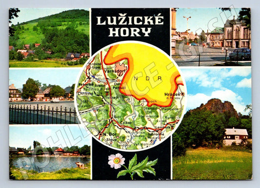 Pohlednice Lužické hory koláž mapa ČB (P1803)