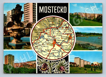 Pohlednice Mostecko koláž mapa sídliště Československo (P1805)