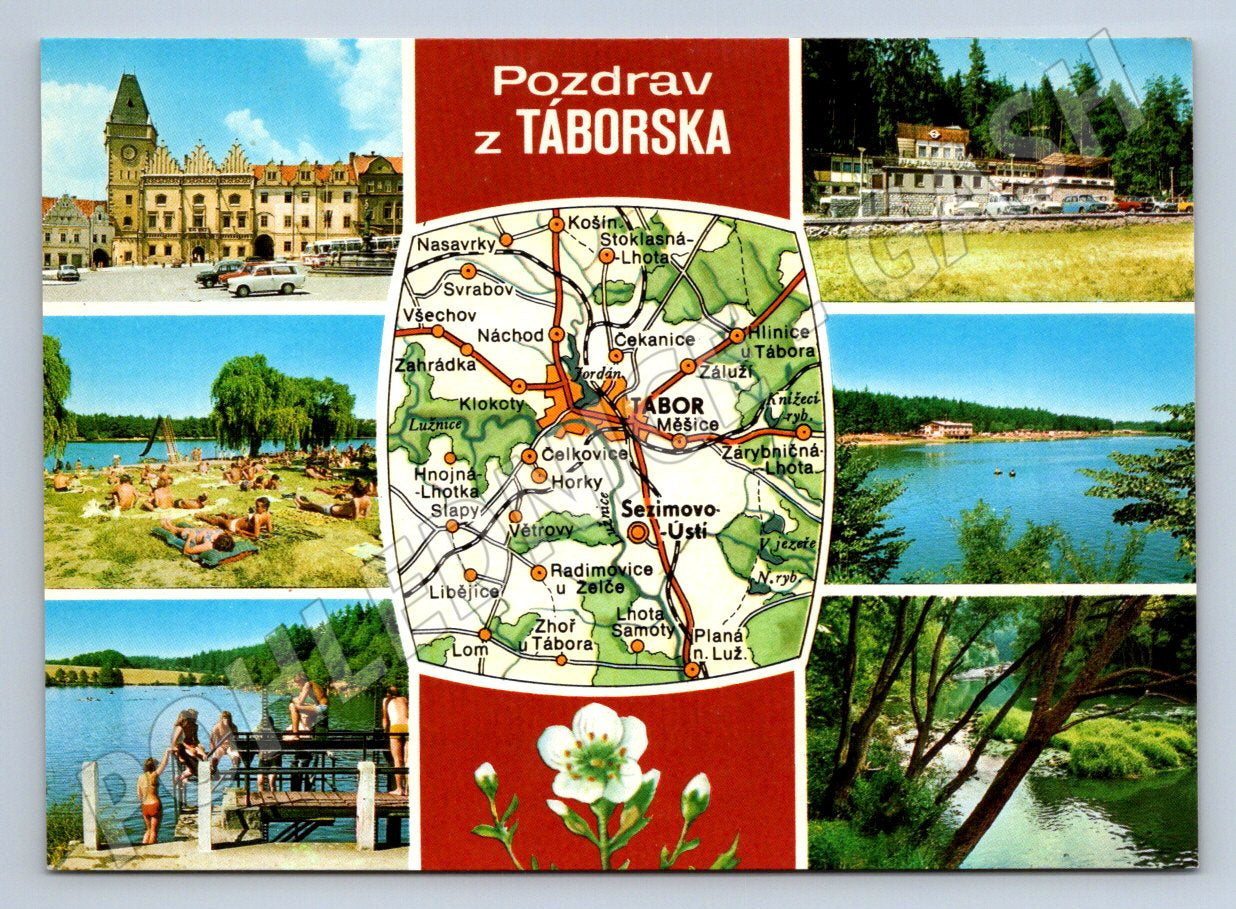 Pohlednice Táborsko pozdrav koláž mapa památky (P1808)