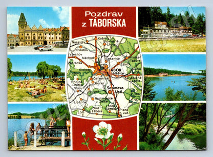 Pohlednice Táborsko pozdrav koláž mapa památky (P1808)
