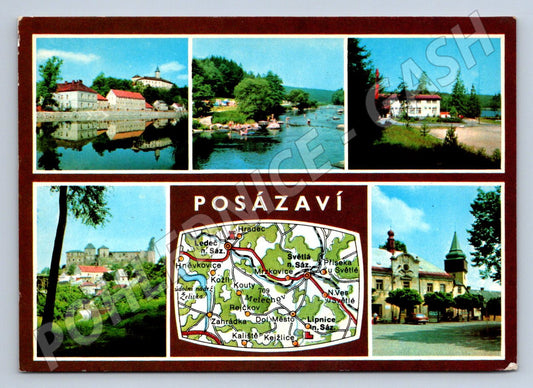 Pohlednice Posázaví koláž mapa 1976 PP (P1810)