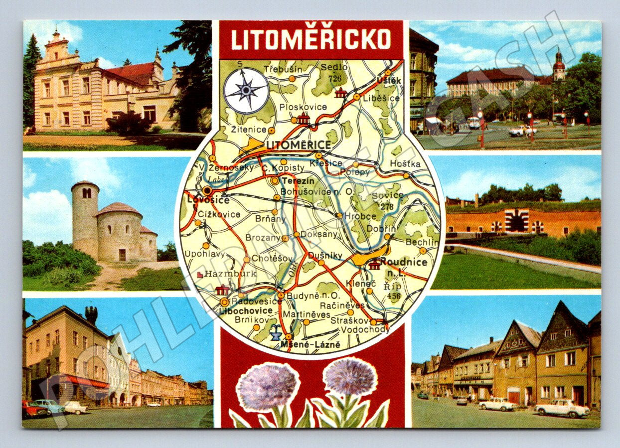 Pohlednice Litoměřicko koláž mapa památky (P1811)