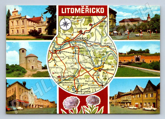 Pohlednice Litoměřicko koláž mapa památky (P1811)
