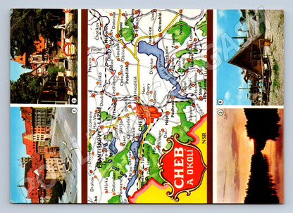 Pohlednice Chebsko mapa památky přehrady ČSR (P1819)