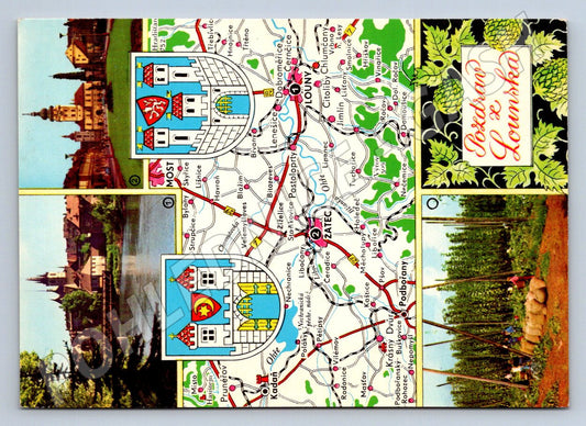 Pohlednice Lounsko mapa památky chmelnice Orbis (P1822)