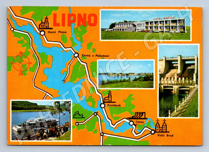 Pohlednice Lipno barevná mapa fotografie 1973 PP (P1828)