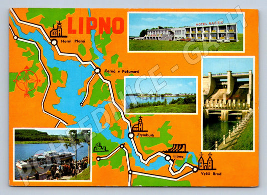 Pohlednice Lipno barevná mapa fotografie 1973 PP (P1828)