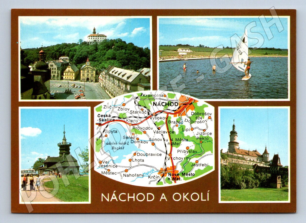 Pohlednice Náchodsko koláž památek mapa (P1837)