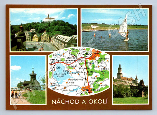 Pohlednice Náchodsko koláž památek mapa (P1837)
