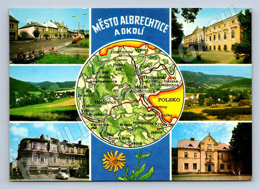 Pohlednice Město Albrechtice a okolí mapa více záběrů (P1840)