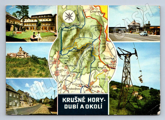 Pohlednice Krušné hory Dubí a okolí mapa (P1841)