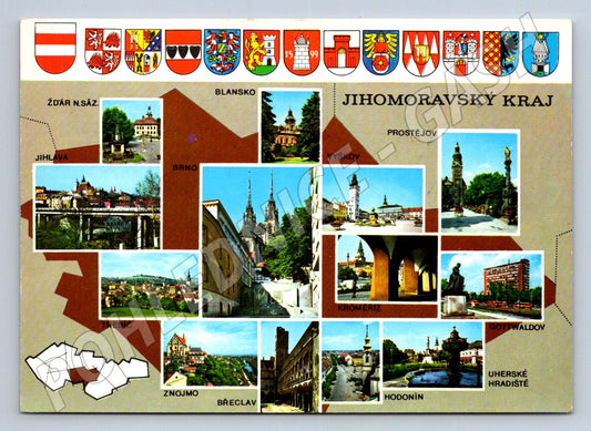 Pohlednice Jihomoravský kraj více záběrů znaky mapa (P1842)