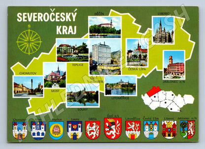 Pohlednice Severočeský kraj Československo více záběrů měst (P1858)