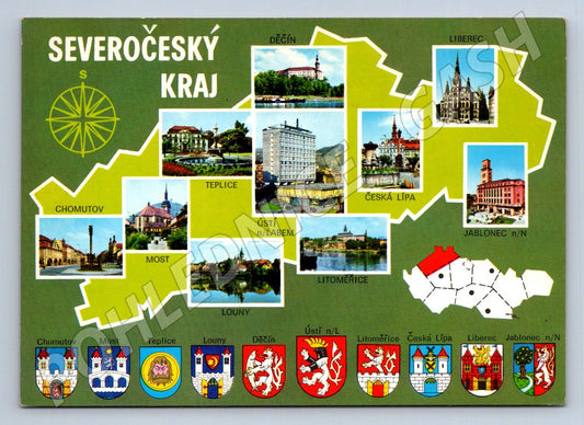 Pohlednice Severočeský kraj Československo více záběrů měst (P1858)