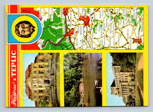 Pohlednice Teplice pozdrav mapa lázně (P1874)