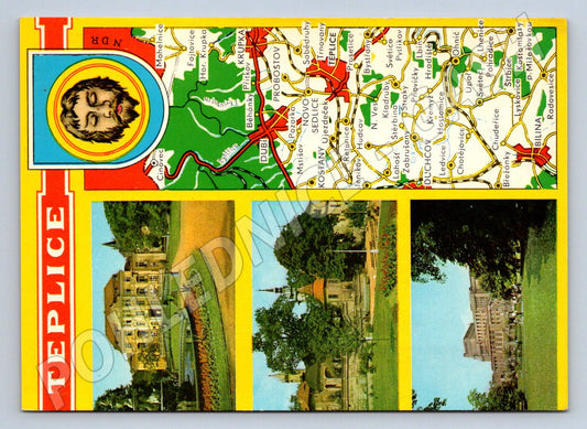 Pohlednice Teplice mapa budovy (P1876)