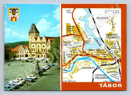 Pohlednice Tábor Žižkovo náměstí mapa (P1885)