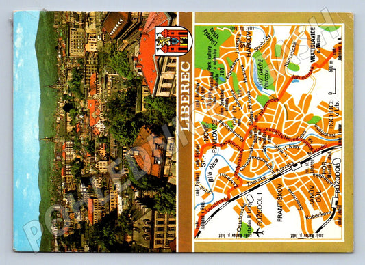 Pohlednice Liberec panorama mapa (P1887)