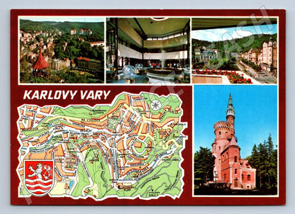 Pohlednice Karlovy Vary více záběrů mapa 70 léta (P1889)
