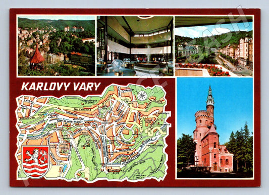 Pohlednice Karlovy Vary více záběrů mapa 70 léta (P1889)