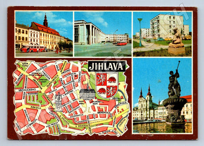 Pohlednice Jihlava mapa fotografie 1970 PP (P1893)