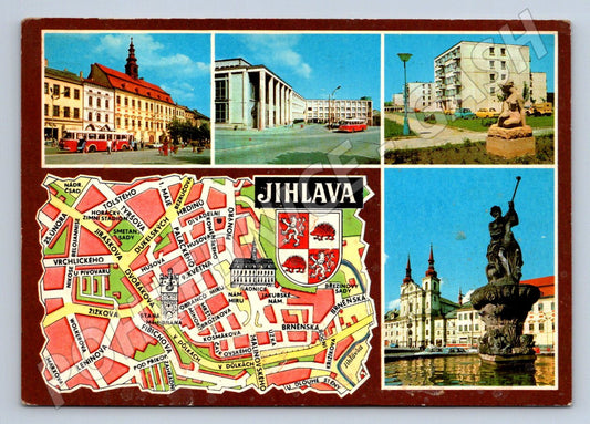 Pohlednice Jihlava mapa fotografie 1970 PP (P1893)