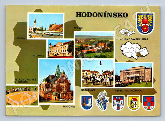 Pohlednice Hodonínsko koláž měst a památek Jihomoravský kraj (P1894)