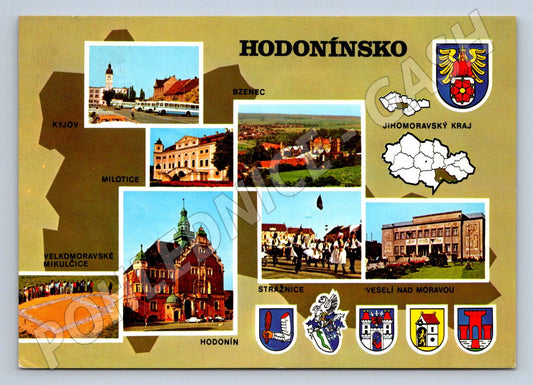 Pohlednice Hodonínsko koláž měst Jihomoravský kraj PP ČSSR (P1895)