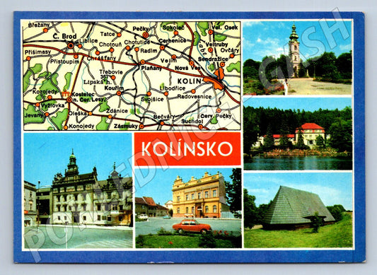 Pohlednice Kolínsko koláž památek mapa PP (P1898)