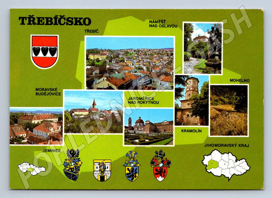 Pohlednice Třebíčsko města znaky více záběrů (P1899)