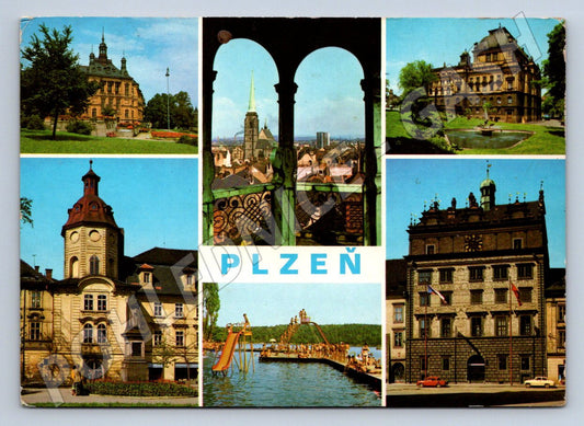Pohlednice Plzeň více záběrů koláž psaná ČSSR (P1909)