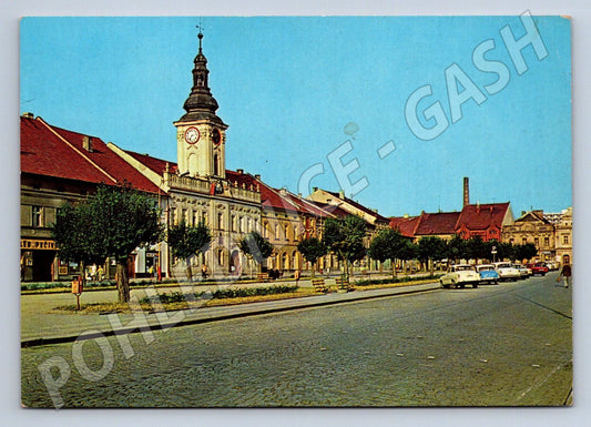 Pohlednice Rakovník Husovo náměstí radnice 70 léta (P1913)