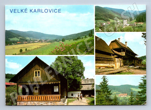 Pohlednice Velké Karlovice valašská krajina roubenky muzeum (P1947)
