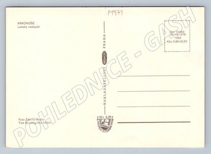 Pohlednice Krkonoše Labský vodopád 1971 (P1971)