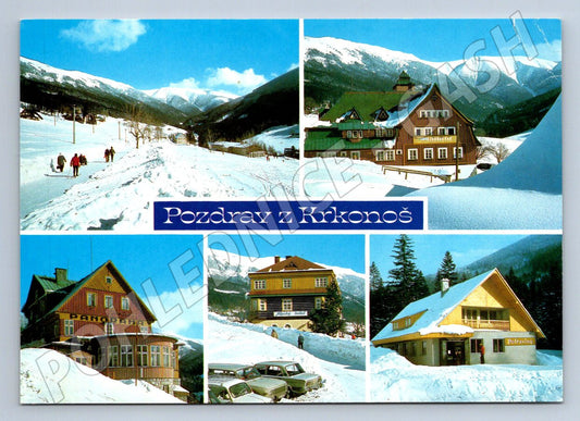 Pohlednice Krkonoše pozdrav Svatý Petr Panorama Alpský hotel (P1972)