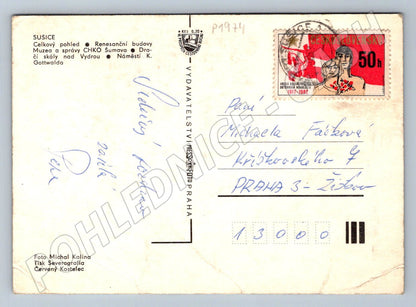 Pohlednice Sušice panorama města renesanční budovy Šumava (P1974)